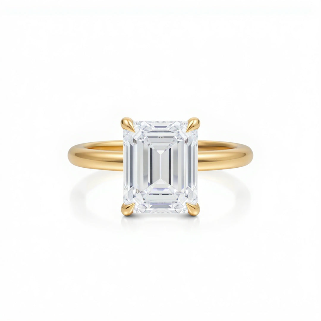 Emerald Solitaire Ring With Pave Prongs