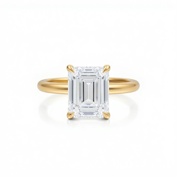 Emerald Solitaire Ring With Pave Prongs
