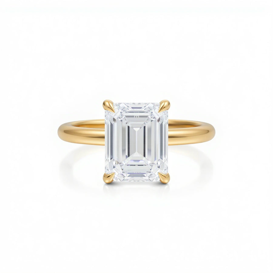 Emerald Solitaire Ring With Pave Prongs