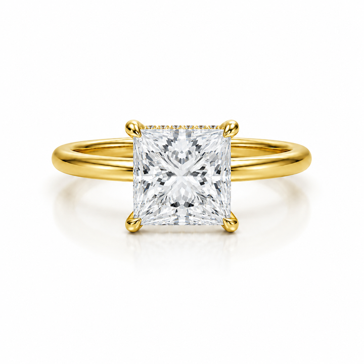Princess Solitaire Ring With Diamond Basket