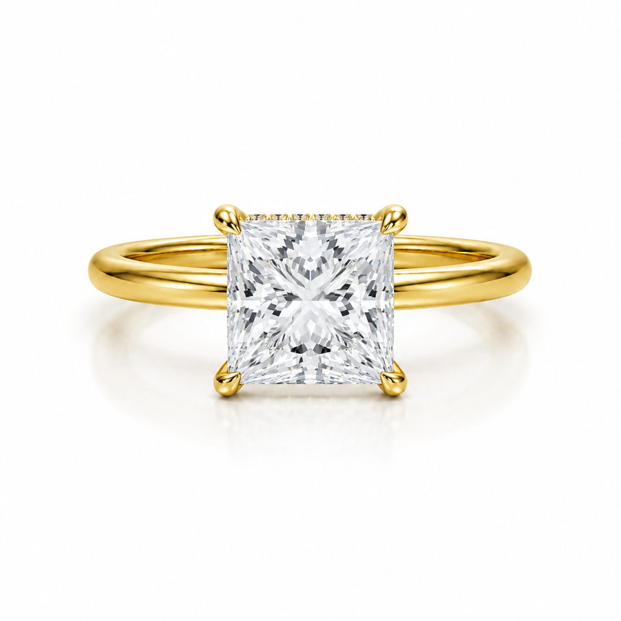 Princess Solitaire Ring With Diamond Basket