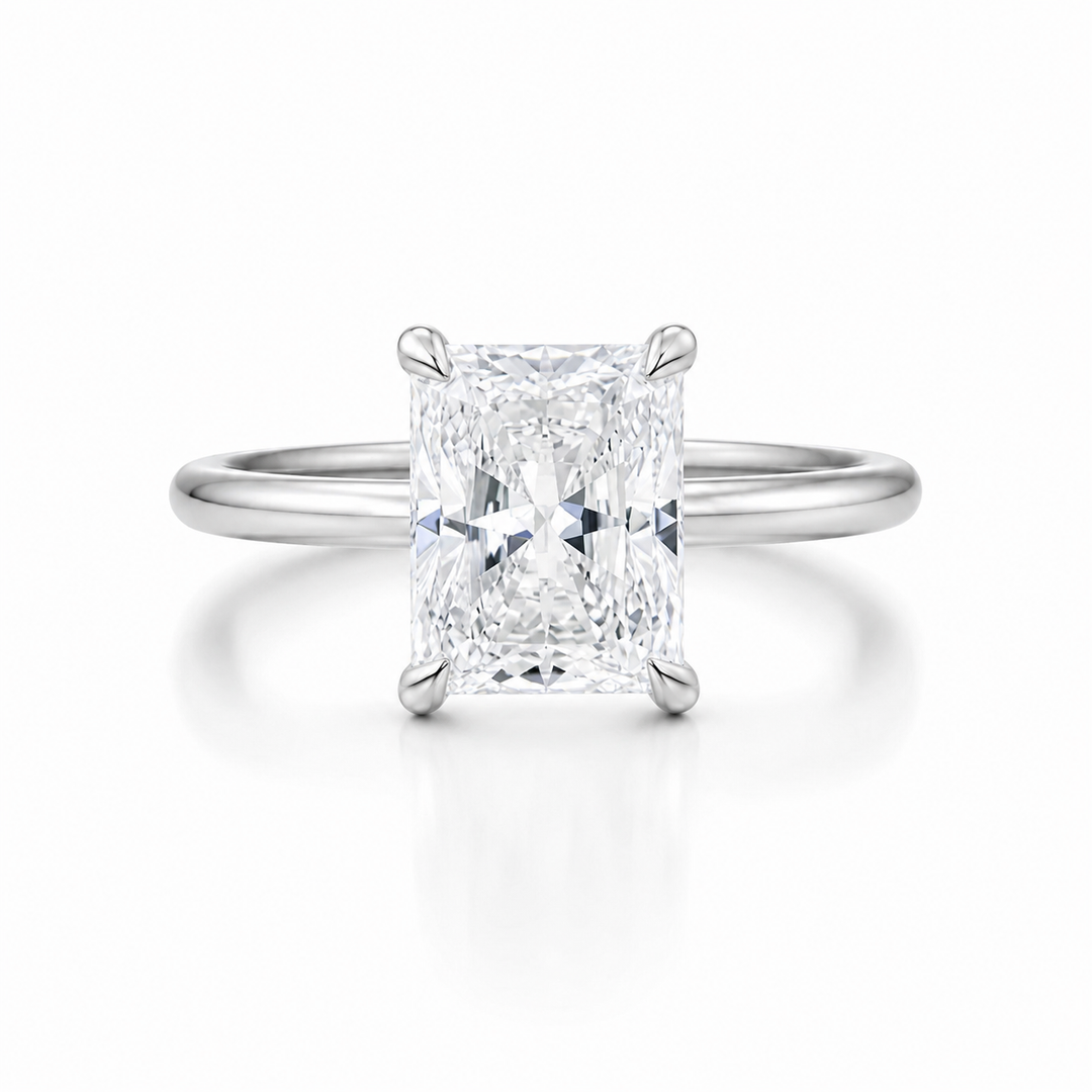 Radiant Solitaire Ring With Pave Prongs