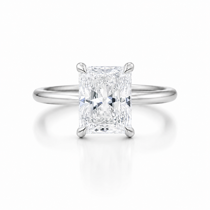 Radiant Solitaire Ring With Pave Prongs