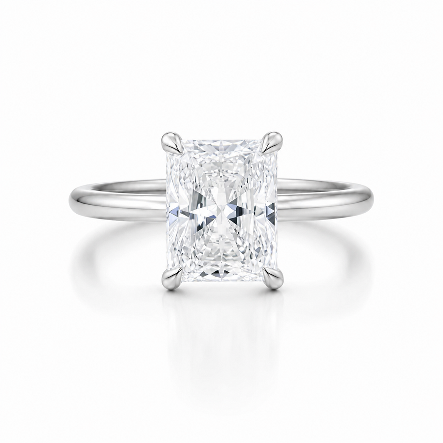 Radiant Solitaire Ring With Pave Prongs