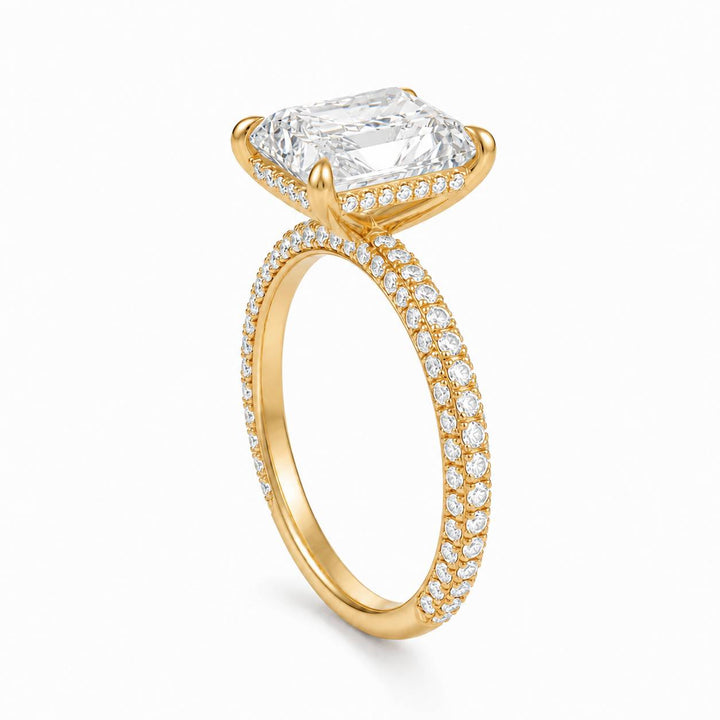 Radiant Hidden Halo with Three Row Pave Band