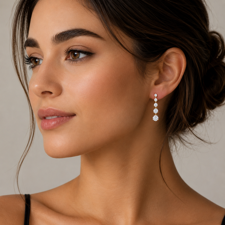 5 Graduated Round Lab Grown Diamond Dangle Earrings