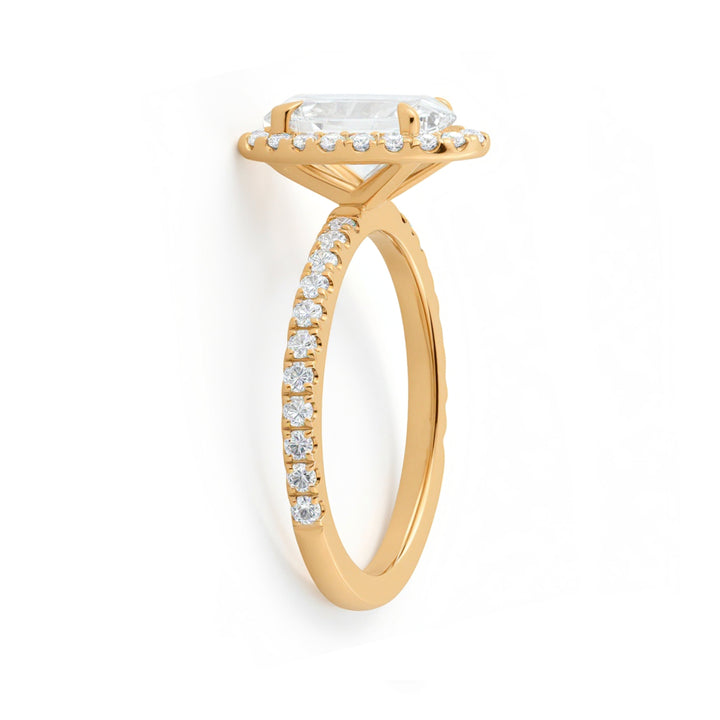 Oval Halo Solitaire Ring With Pave Band