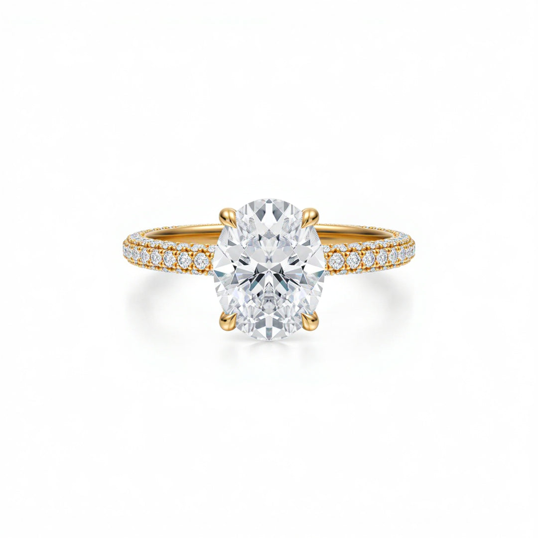 Oval Three Row Pave Ring