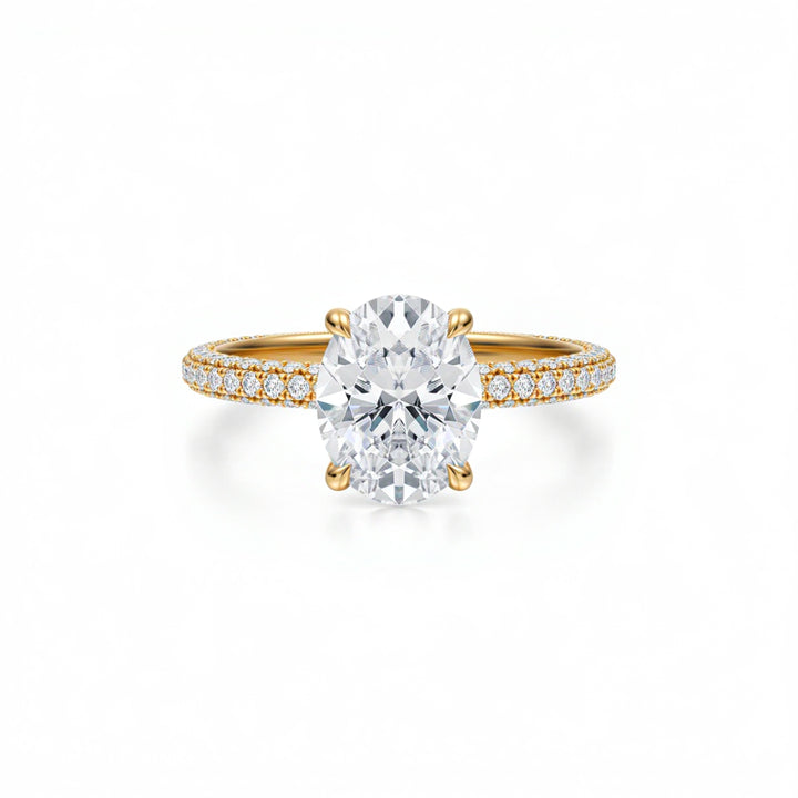 Oval Three Row Pave Ring