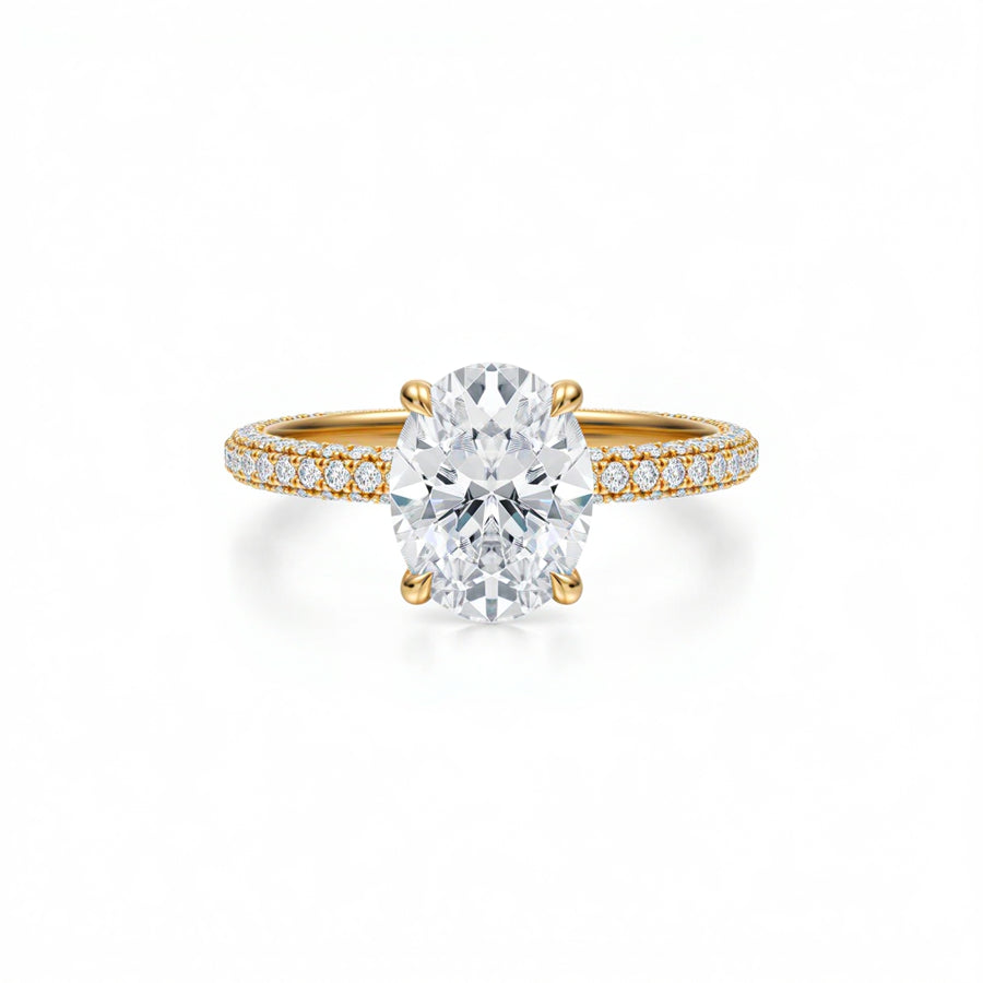 Oval Three Row Pave Ring