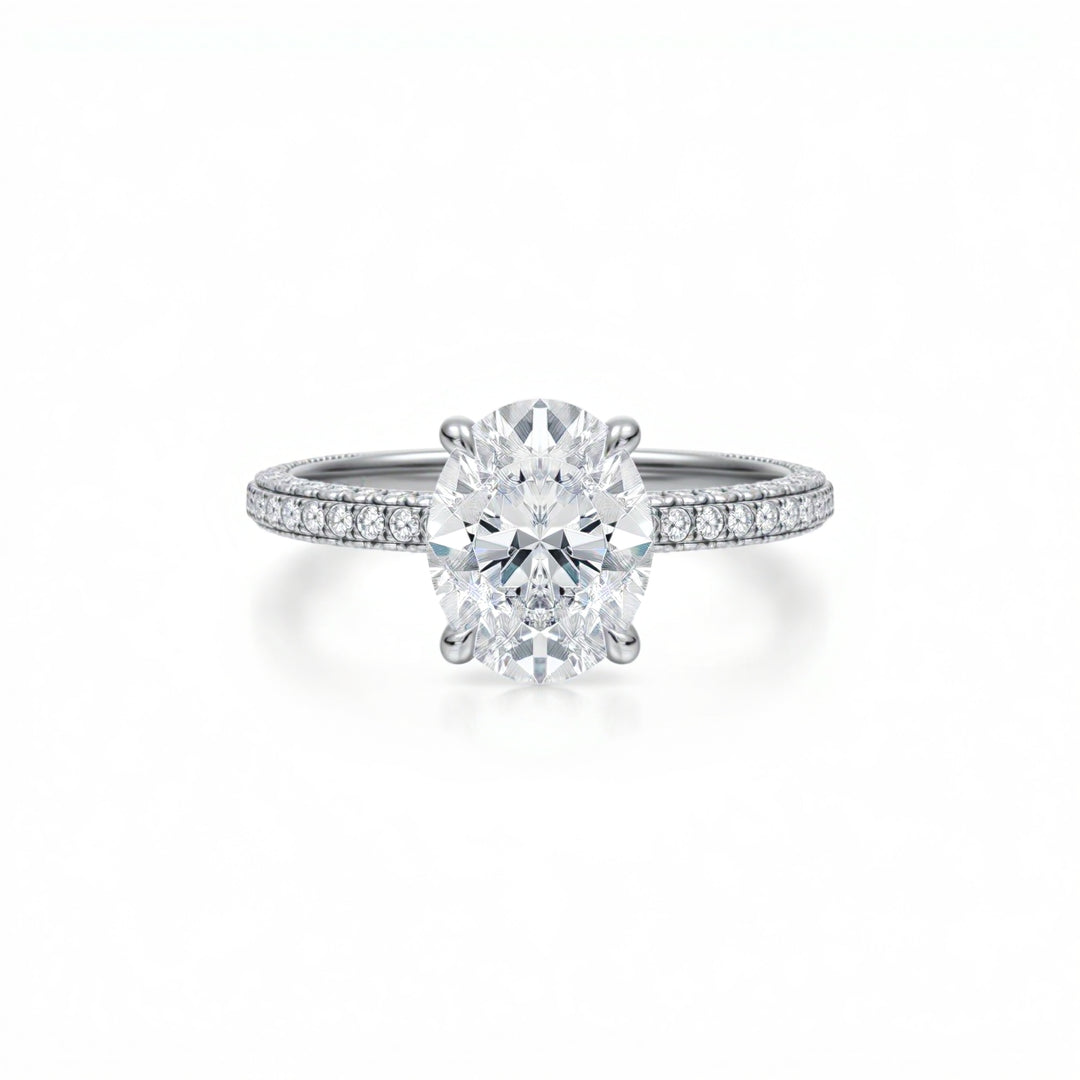 Oval Three Row Pave Ring