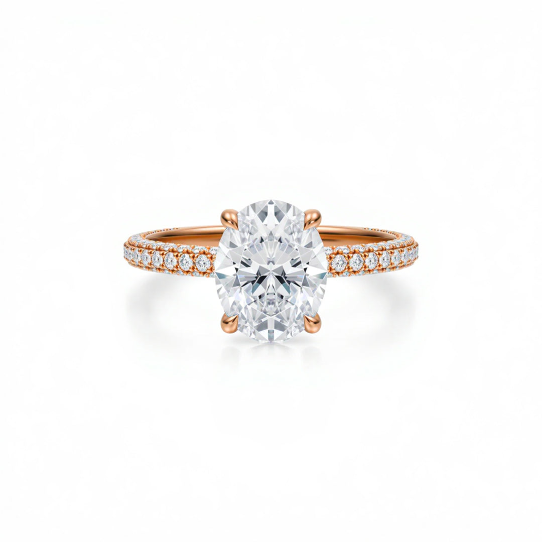 Oval Three Row Pave Ring