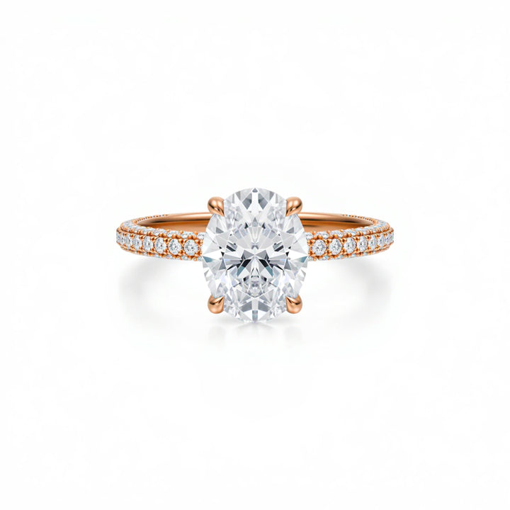 Oval Three Row Pave Ring