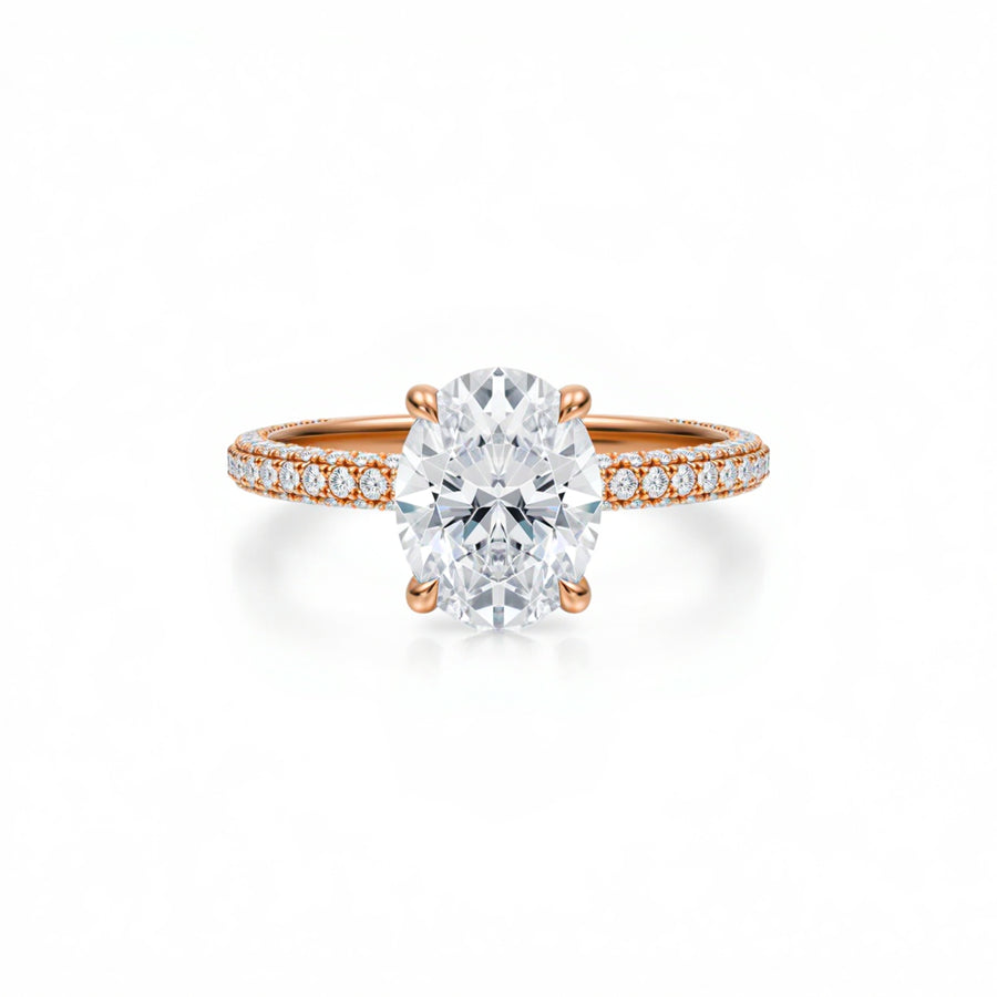 Oval Three Row Pave Ring