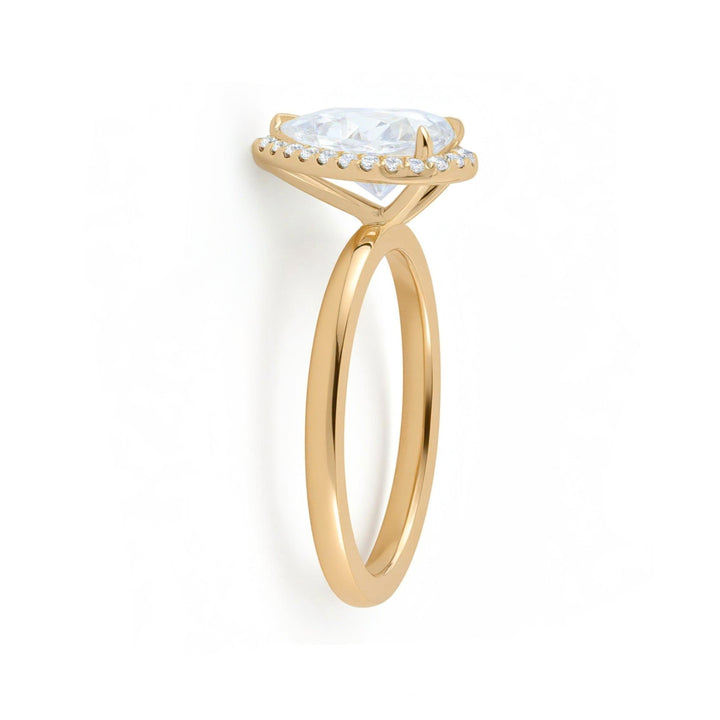 Pear Halo Solitaire Ring