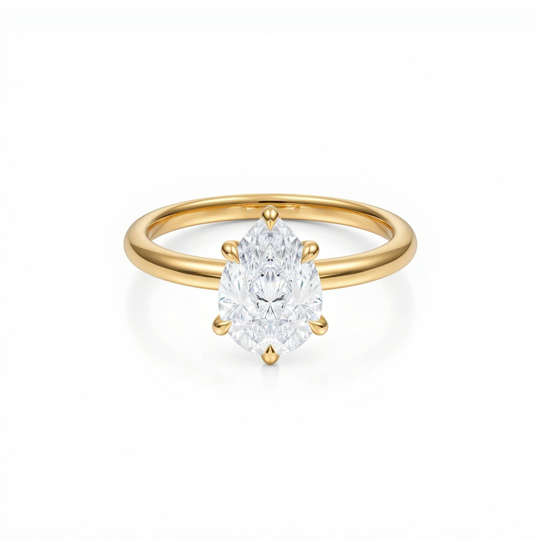 Pear Classic Open Solitaire Ring