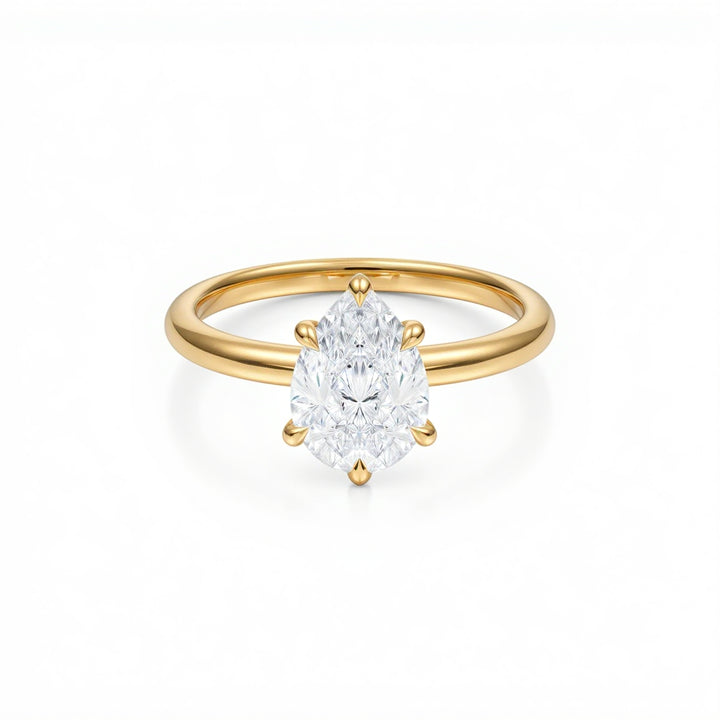 Pear Classic Open Solitaire Ring