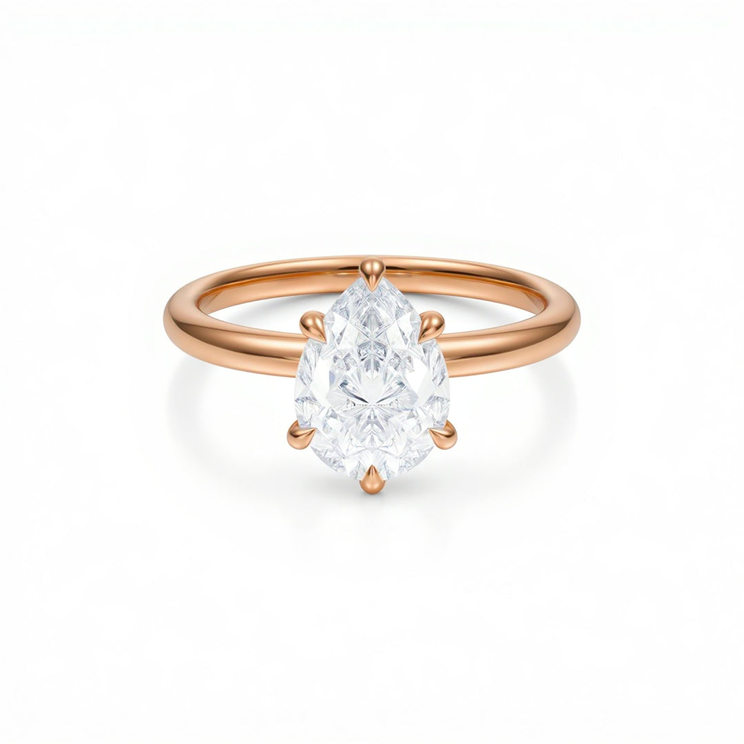 Pear Classic Open Solitaire Ring