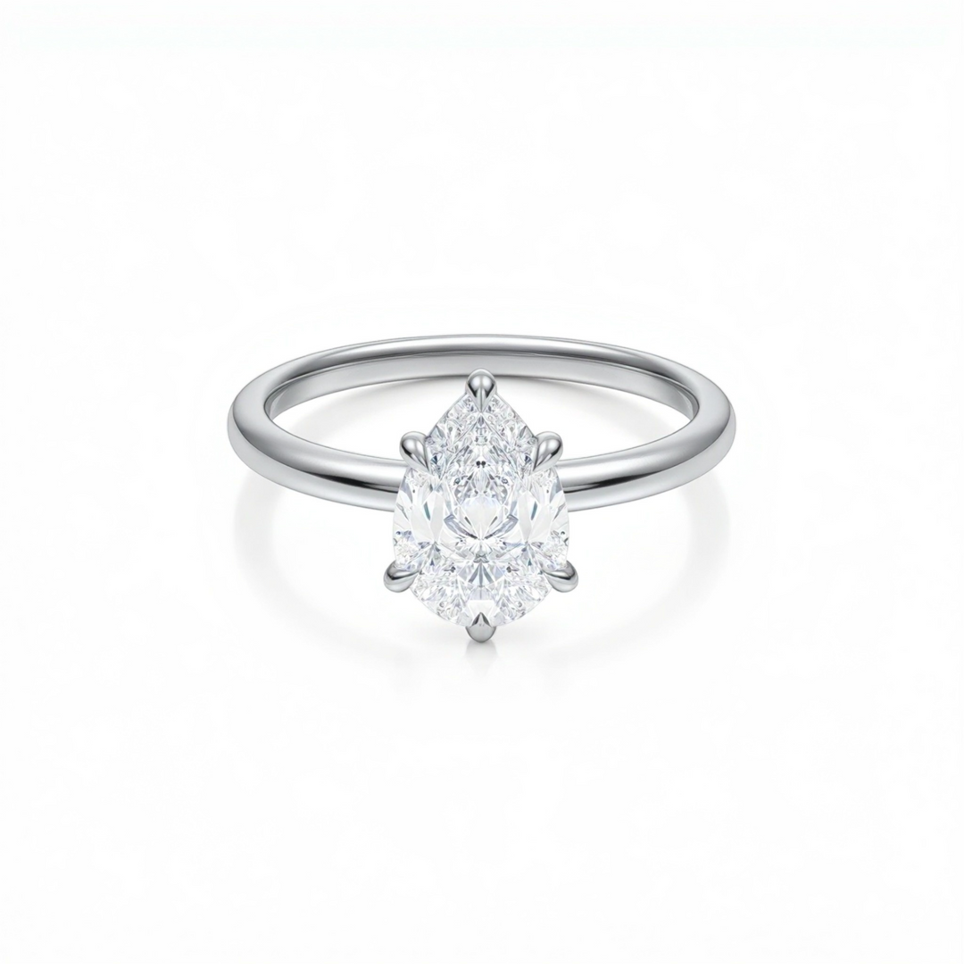 Pear Classic Open Solitaire Ring
