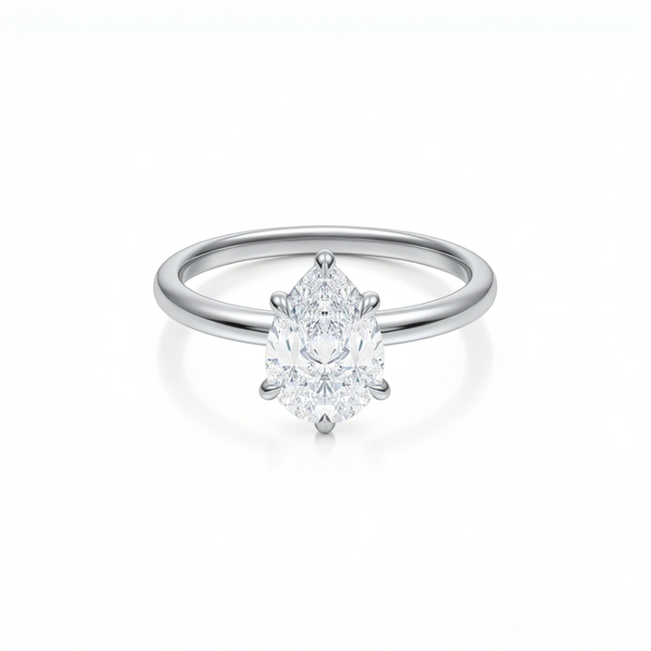 Pear Classic Open Solitaire Ring