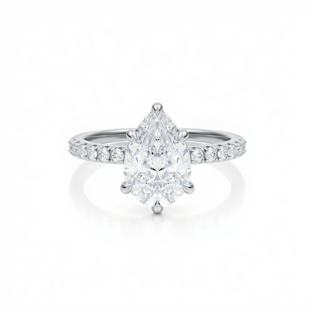 Pear Diamond Basket With Pave Ring