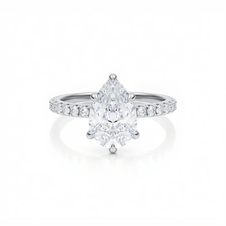 Pear Diamond Basket With Pave Ring