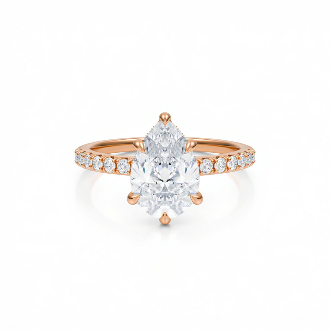 Pear Diamond Basket With Pave Ring