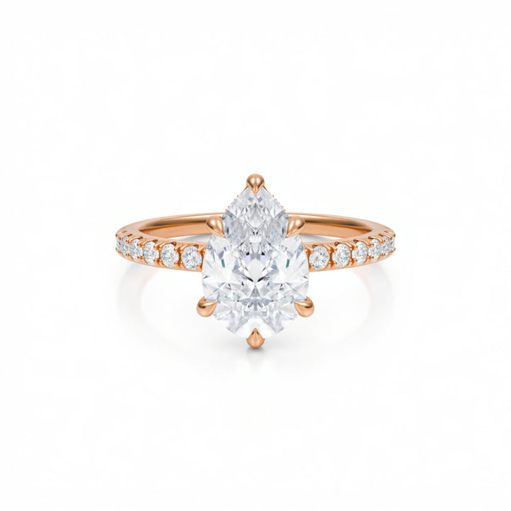 Pear Diamond Basket With Pave Ring