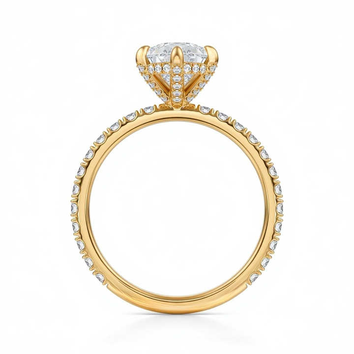Pear Diamond Basket With Pave Ring