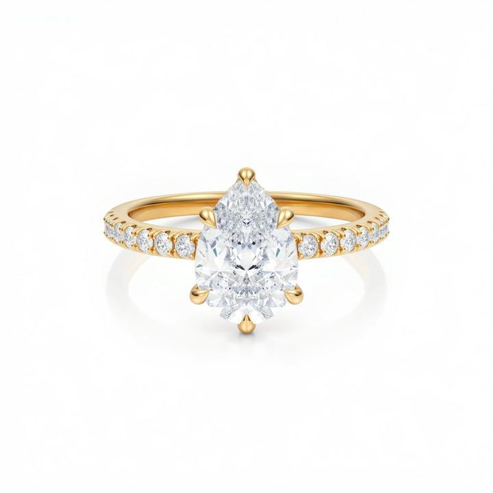 Pear Diamond Basket With Pave Ring