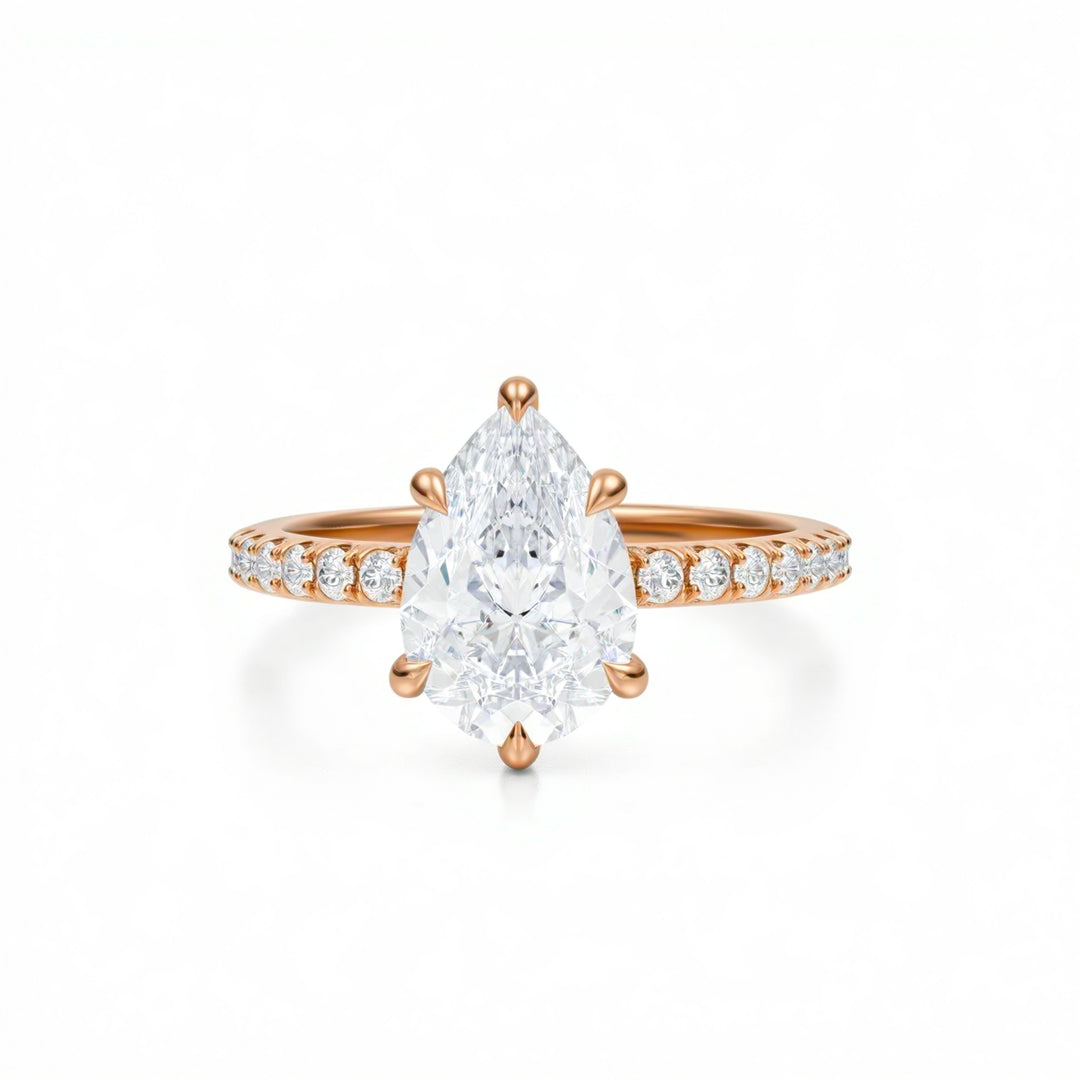 Pear Pave Ring With Pave Prongs
