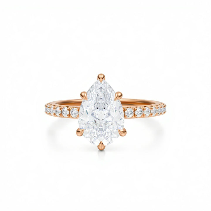 Pear Pave Ring With Pave Prongs