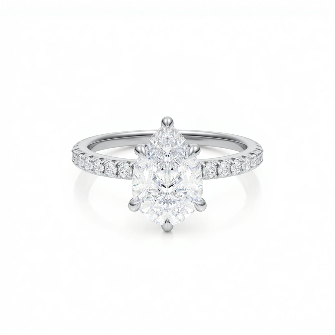 Pear Pave Ring With Pave Prongs