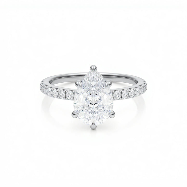 Pear Pave Ring With Pave Prongs