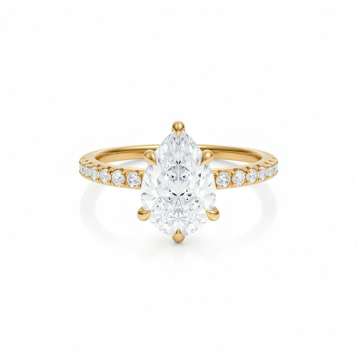 Pear Pave Ring With Pave Prongs