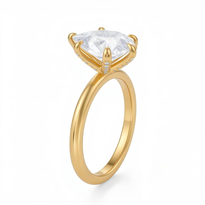 Pear Solitaire Ring With Pave Prongs