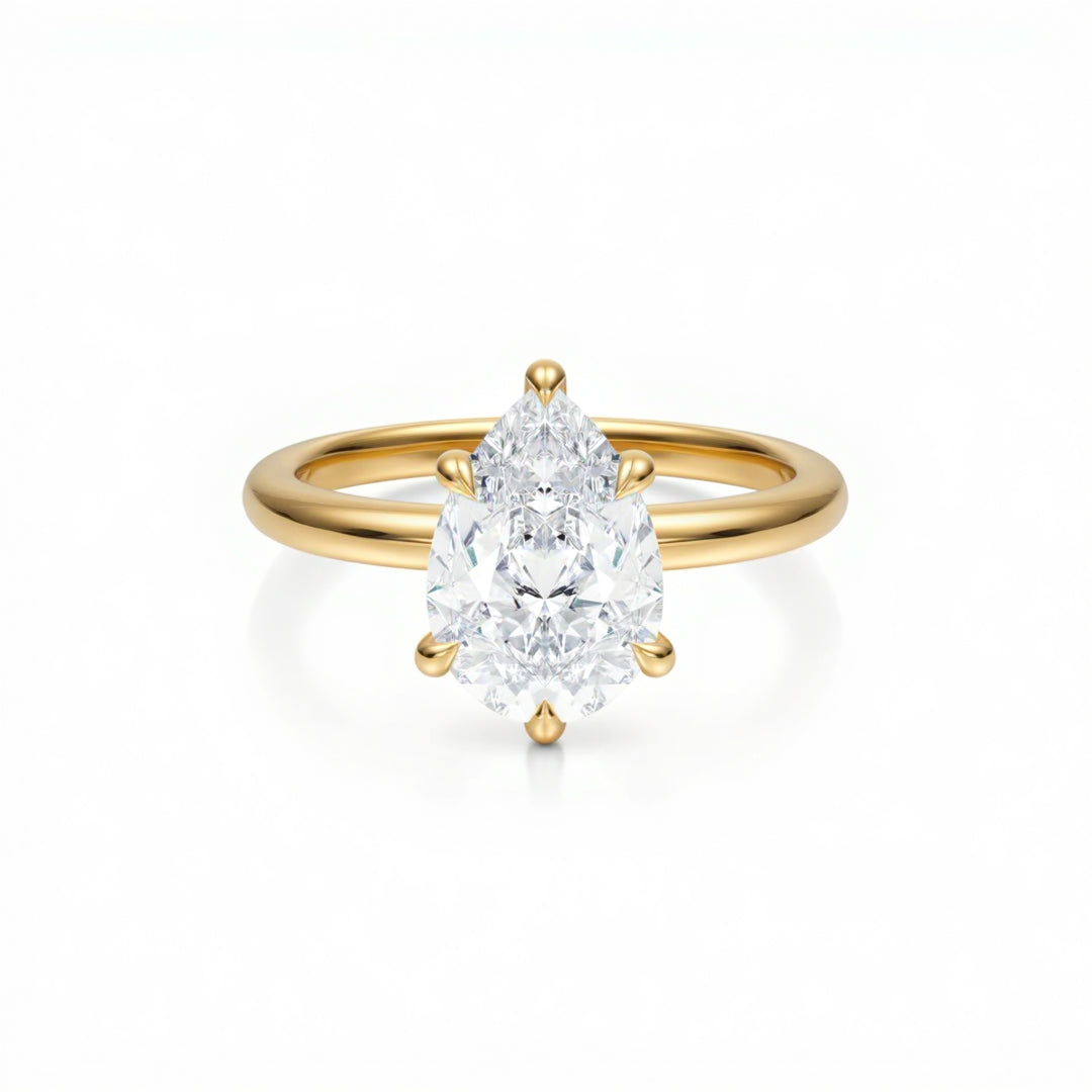 Pear Solitaire Ring With Pave Prongs
