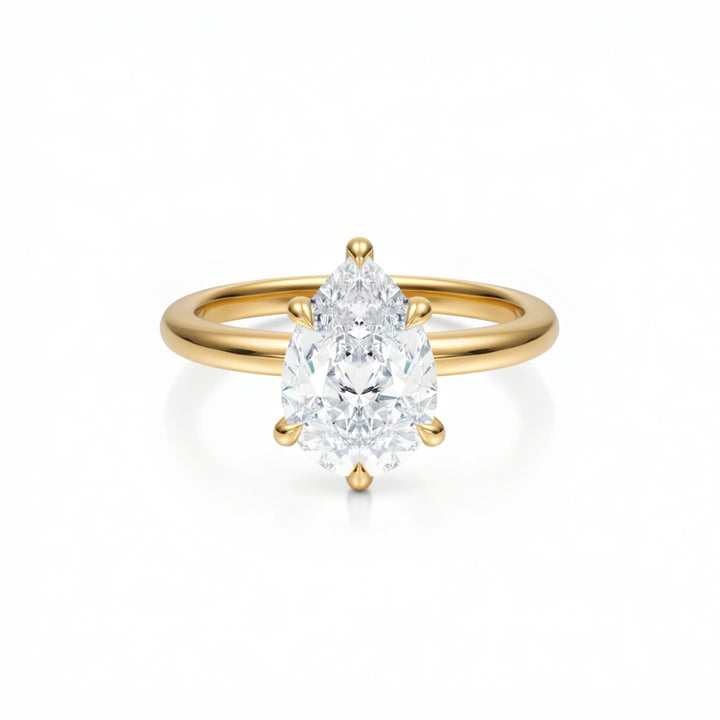 Pear Solitaire Ring With Pave Prongs