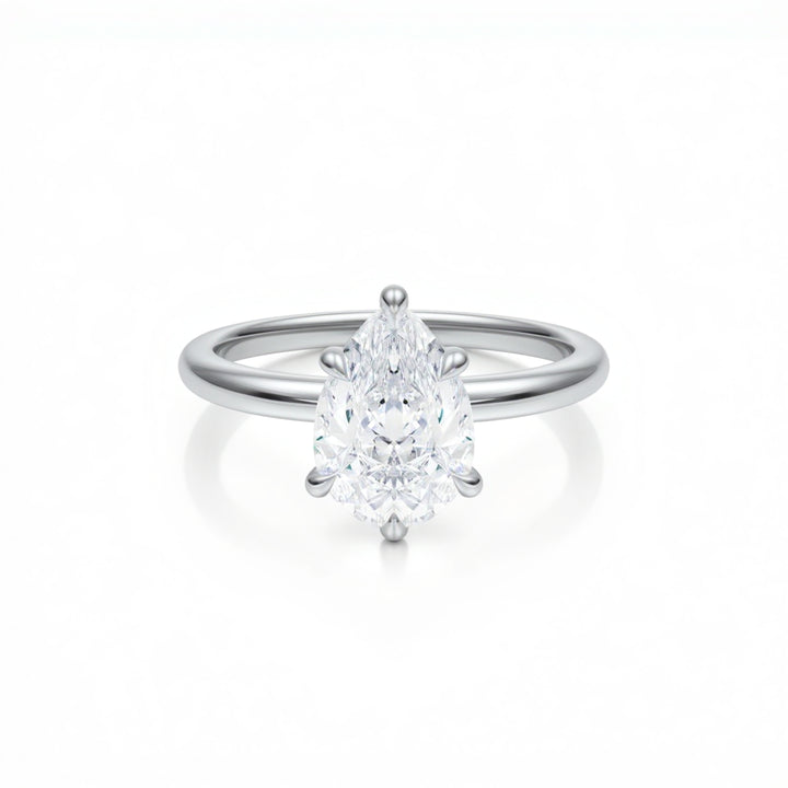 Pear Solitaire Ring With Pave Prongs