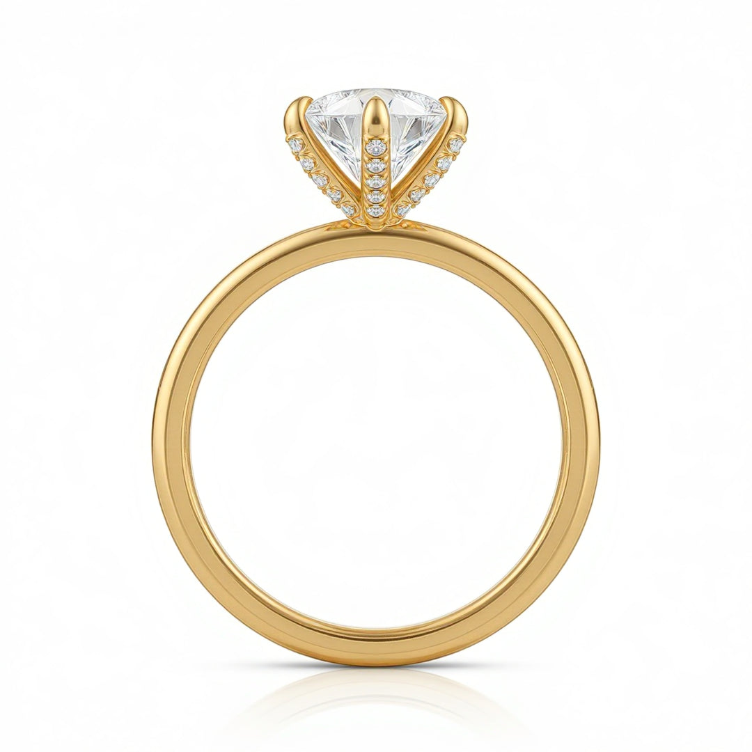 Pear Solitaire Ring With Pave Prongs