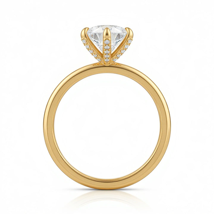 Pear Solitaire Ring With Pave Prongs