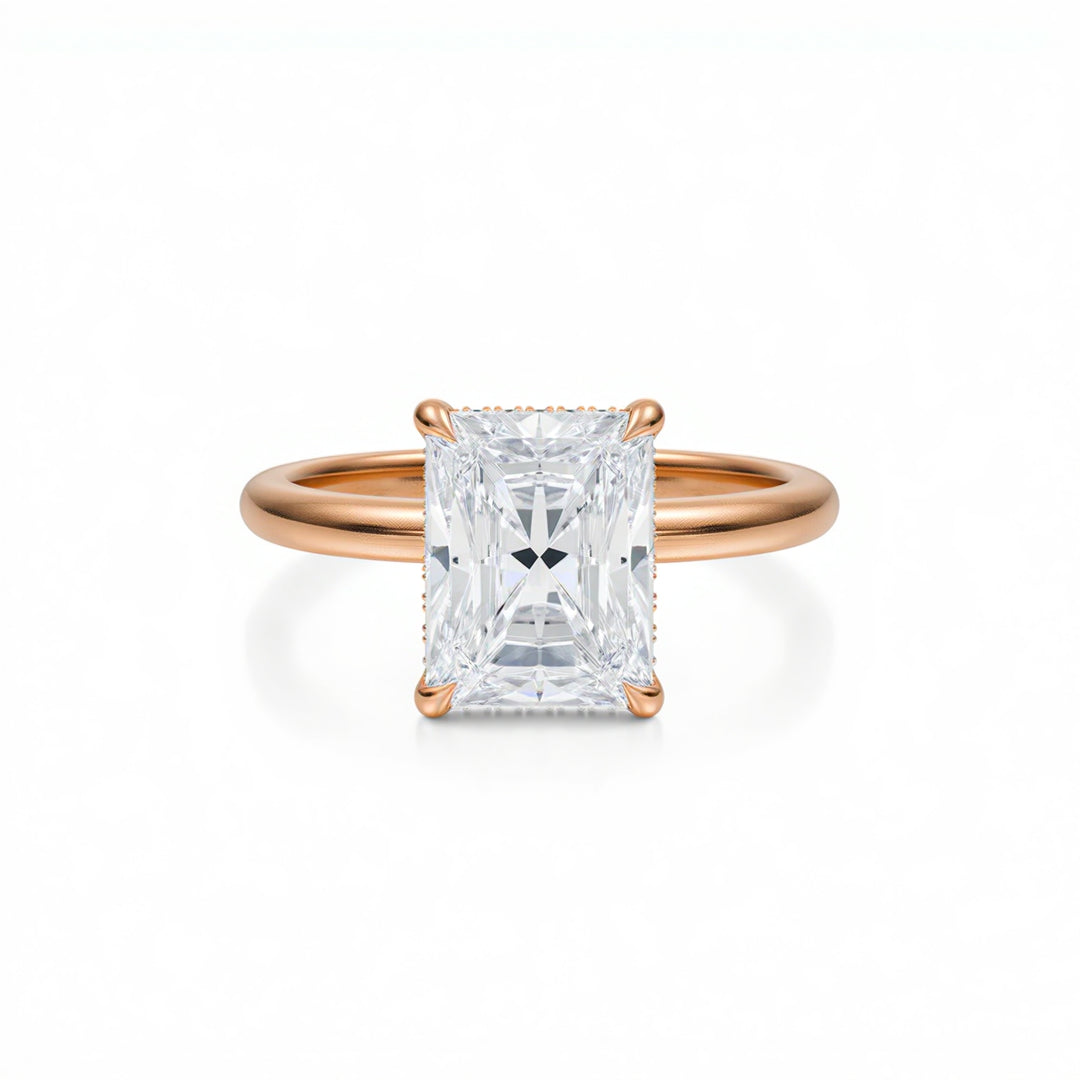 Radiant Solitaire Ring With Hidden Halo