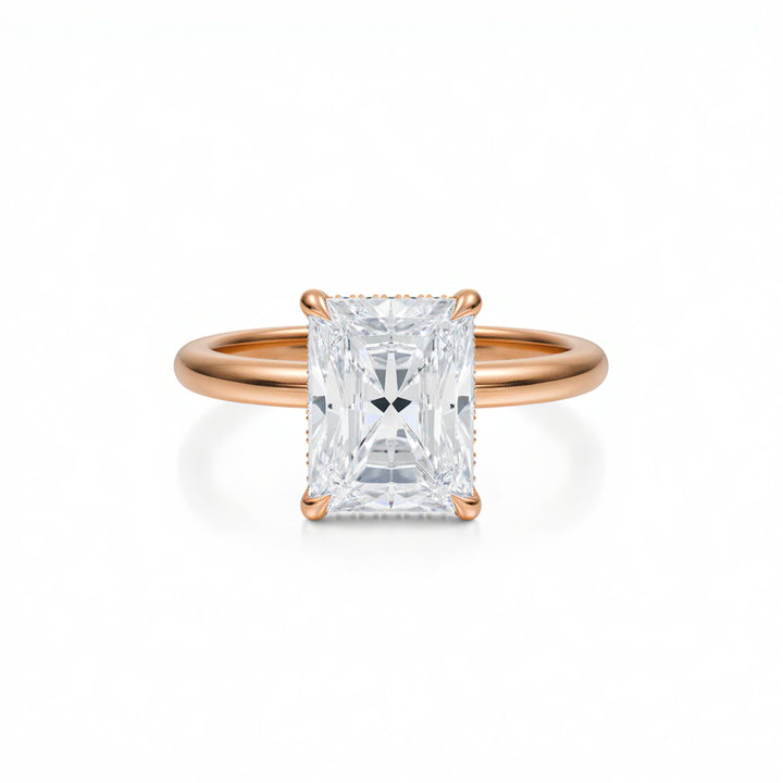 Radiant Solitaire Ring With Hidden Halo