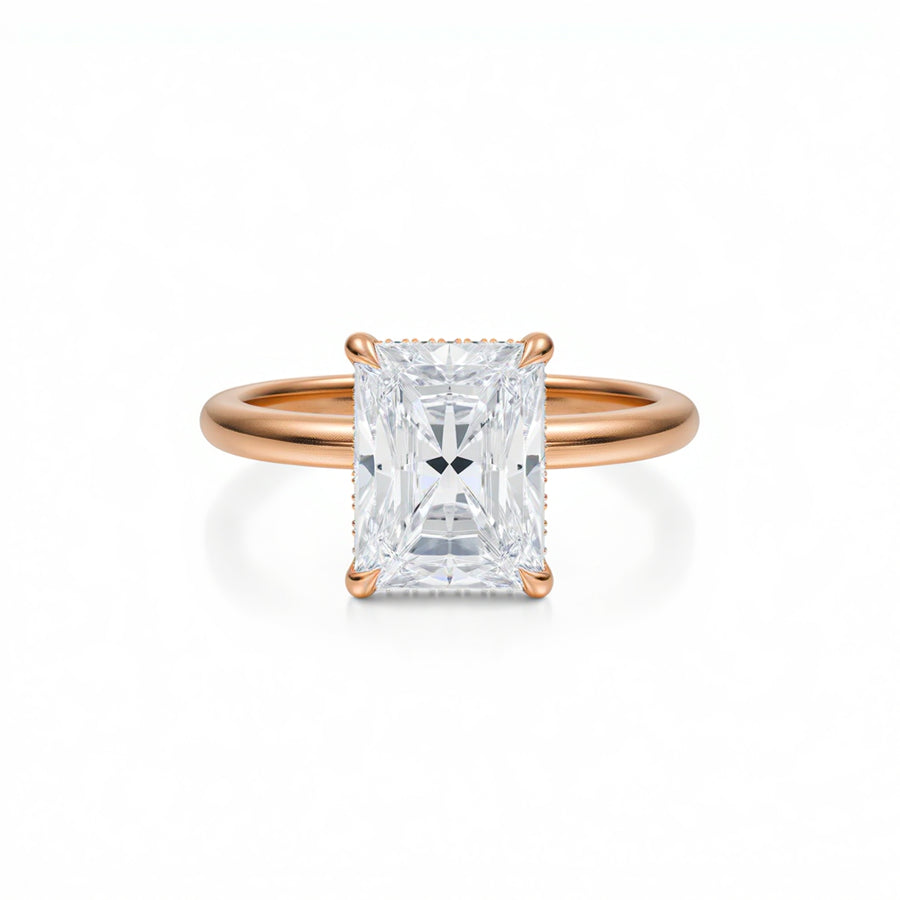 Radiant Solitaire Ring With Hidden Halo