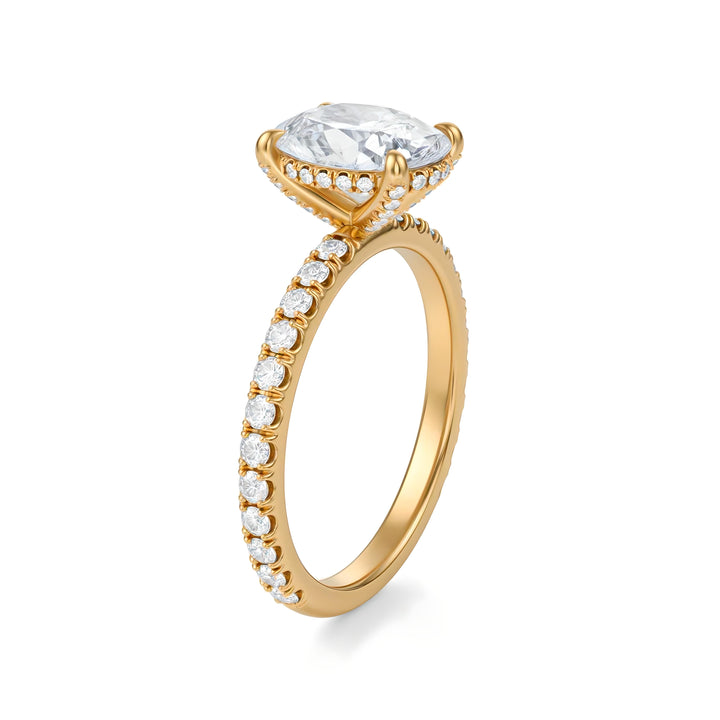 Oval Diamond Basket With Pave Ring