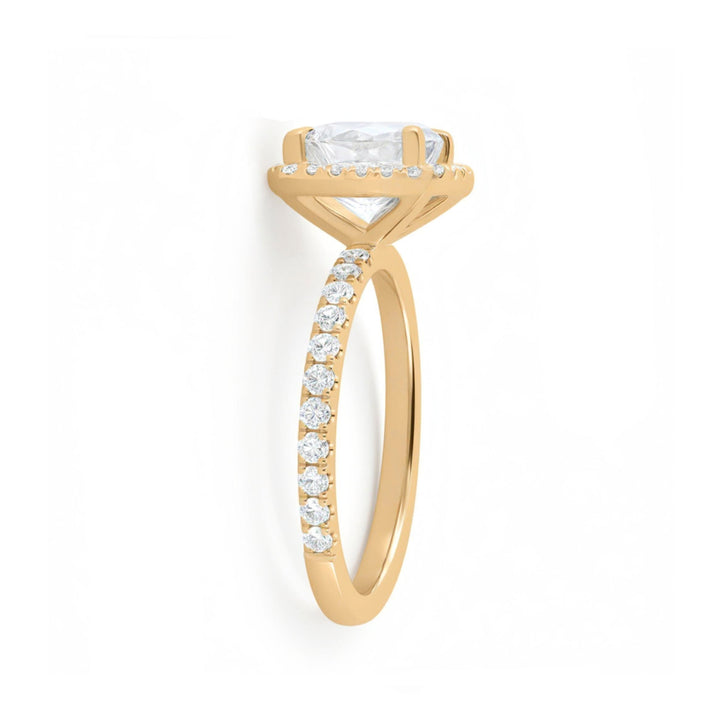 Cushion Halo Solitaire Ring With Pave Band