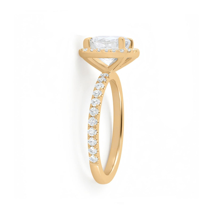 Cushion Halo Solitaire Ring With Pave Band