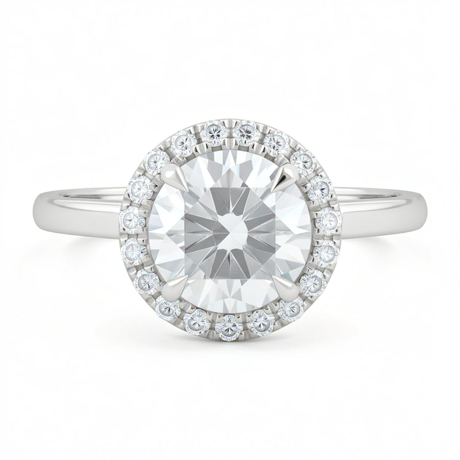 Round Halo Solitaire Ring