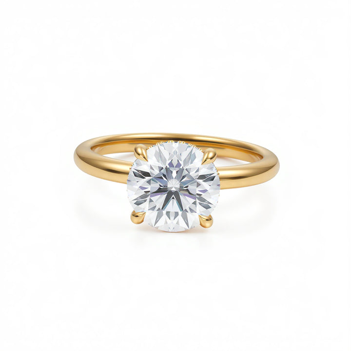 Round Solitaire Ring With Hidden Halo