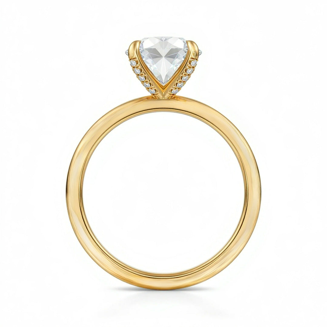 Round Solitaire Ring With Pave Prongs